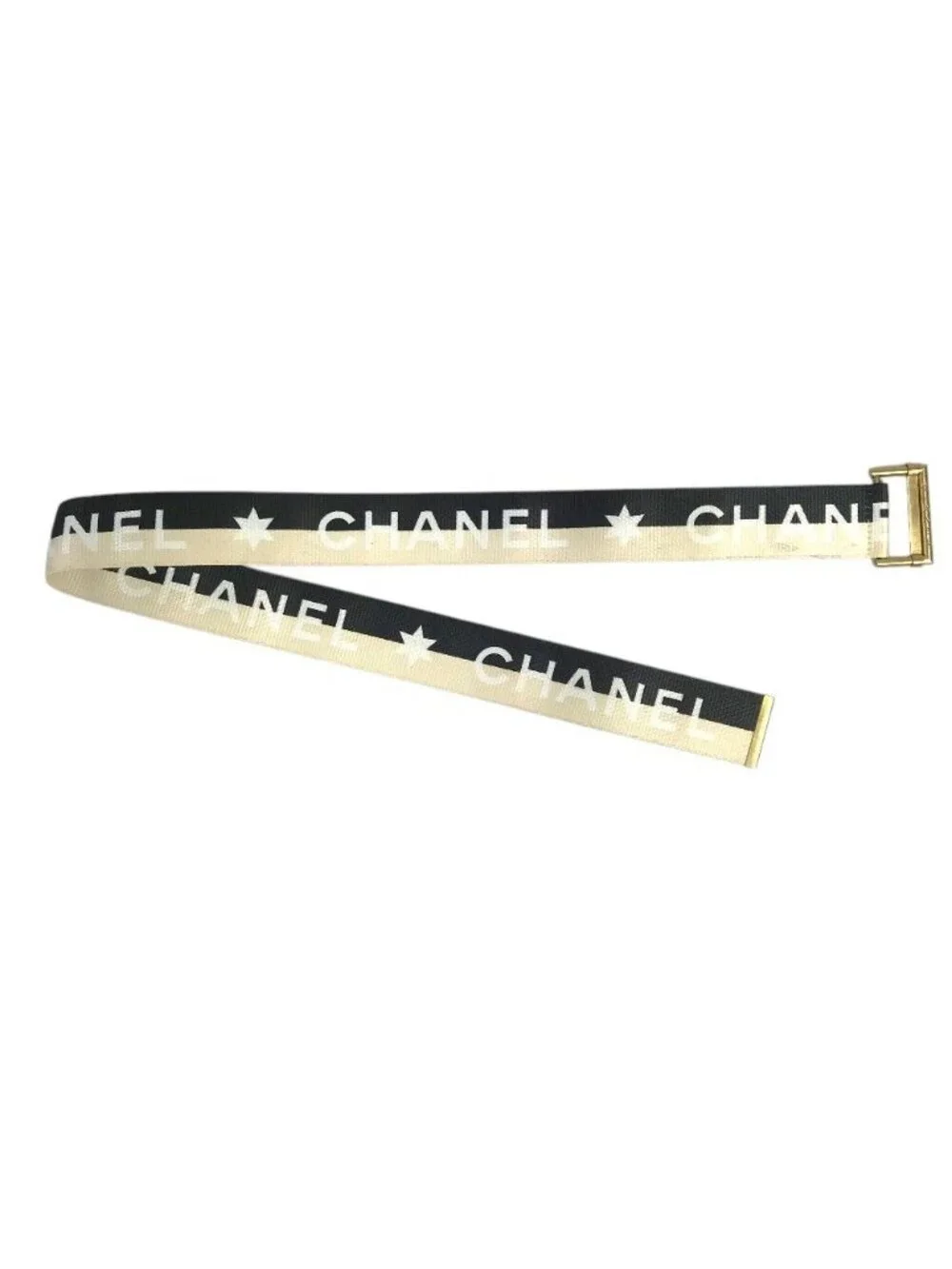 Chanel Belt CC Logo Canvas Leather Black